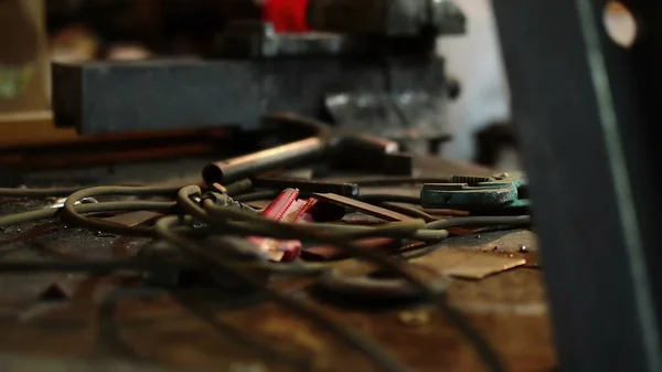Set Old Metal Repair Tools Lie Table — Stock Photo, Image