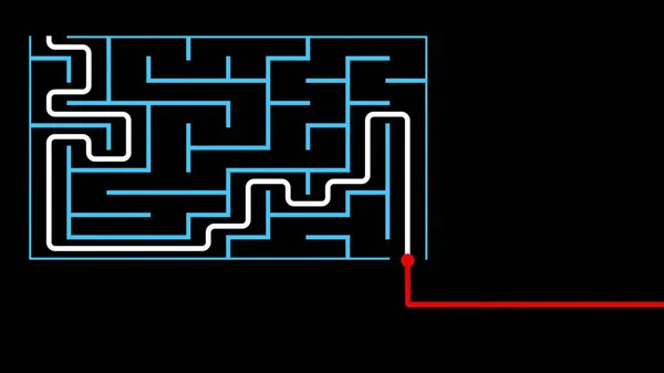 3D图例 迷宫与可能的解决方案 — 图库照片