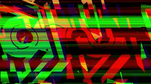 Illustration Platt Gul Abstrakt Geometrisk Tech Med Glitch Effekt — Stockfoto