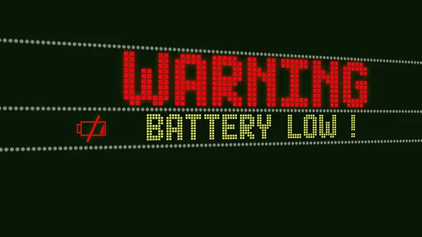 Иллюстрация Низкий Заряд Батареи Текст Предупреждающего Экрана Системное Сообщение Уведомление — стоковое фото