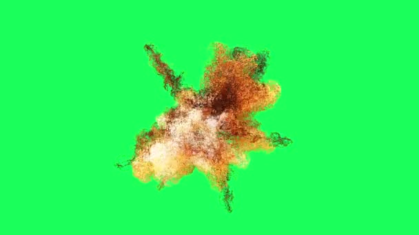 Animation Der Feuerball Explosion Auf Grünem Bildschirm — Stockvideo