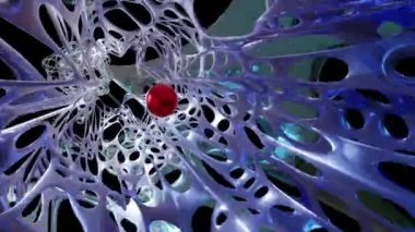 Abstract wire organic shape and red ball using as modern science fiction background - 3d animation
