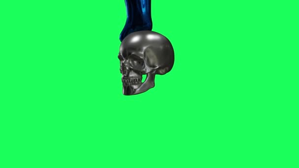 화면으로 인간의 두개골에 떨어지는 보라색 — 비디오
