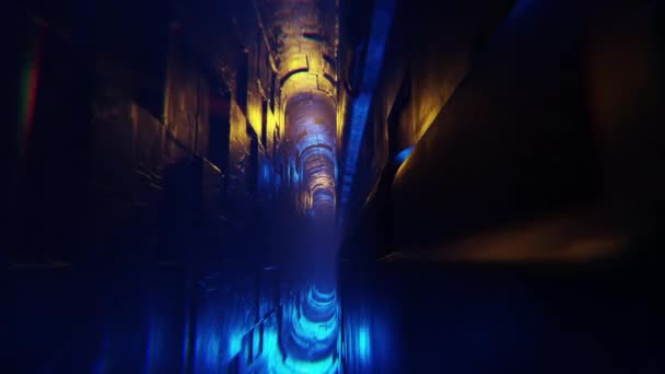 Animazione Pulito Futuristico Alieno Scifi Fantasia Hangar Tunnel Corridoio Rendering — Video Stock