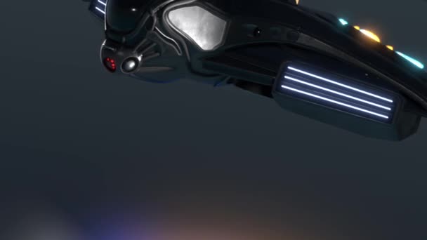 Alien Spaceship Animation Bright Engines Flashing — Video