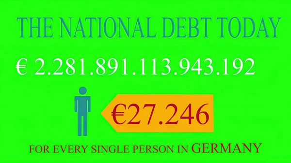 Illustration National Debt Live Clock Counter Germany Green Screen — Stock Photo, Image