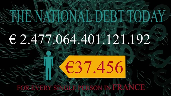 Illustration National Debt Live Clock Counter France — Stock Photo, Image