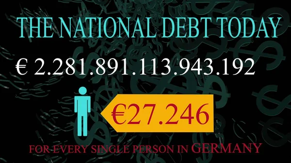 National Debt Live Clock Counter Germany — 스톡 사진