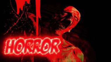  3D illüstrasyon - Bir arı sürüsü tarafından saldırıya uğrayan zombi yüzü 