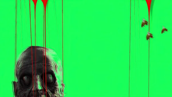 Ілюстрація Зомбі Обличчя Атаковані Роєм Бджіл — стокове фото