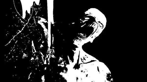 Ilustración Una Cara Zombie Atacado Por Enjambre Abejas —  Fotos de Stock