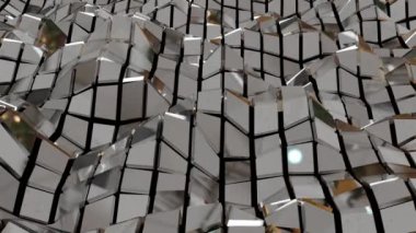 Dijital çokgen yüzeyin animasyonu. Modern geometrik tarzda düşük polimerli dalgalanan düz yüzey 3d geometrik arkaplan