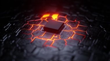 animasyon - İleri Teknoloji Görselleştirme. Devre Tahtası İşlemcisi 