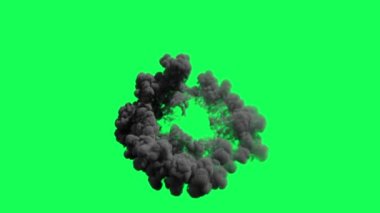 Ateş topu patlamasının canlandırması yeşil ekranda