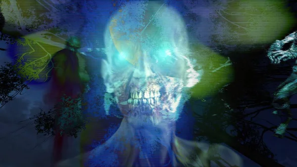 3D插图 具有恐怖效果的恐怖僵尸 — 图库照片