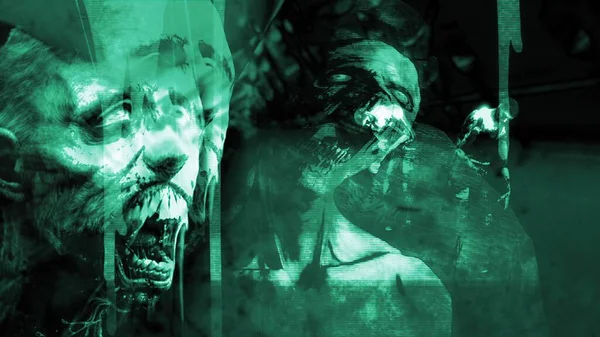 Illustration Horror Zombie Mit Gruseligen Effekten — Stockfoto