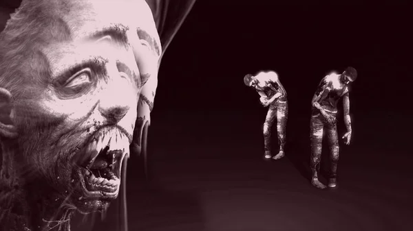 3Dイラスト ホラーゾンビ恐ろしい効果 — ストック写真