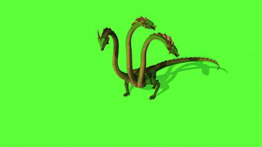 3D illüstrasyon - Hydra Mistik Su Yılanı Yeşil Ekran Arkaplanında