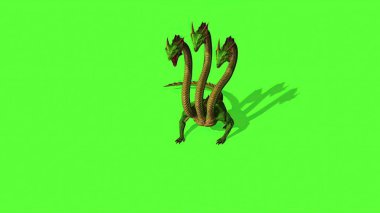 3D illüstrasyon - Hydra Mistik Su Yılanı Yeşil Ekran Arkaplanında
