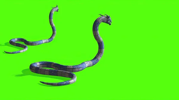 Ilustração Serpente Uma Tela Verde Fundo — Fotografia de Stock