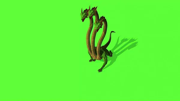 3Dイラスト Hyra Mysical Water Snake Green Screen背景 — ストック写真