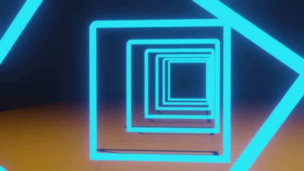 Lumière Rayonnante Rectangles Animation Sur Fond Noir — Video