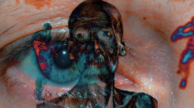3D illüstrasyon - Efektli Korkunç Zombi