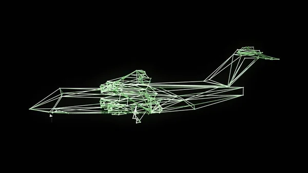 3Dイラスト 航空機デザインの技術図面は非常に詳細に描かれています — ストック写真