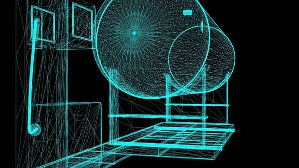 3D图解 黑色背衬钢丝框架加油站 — 图库照片