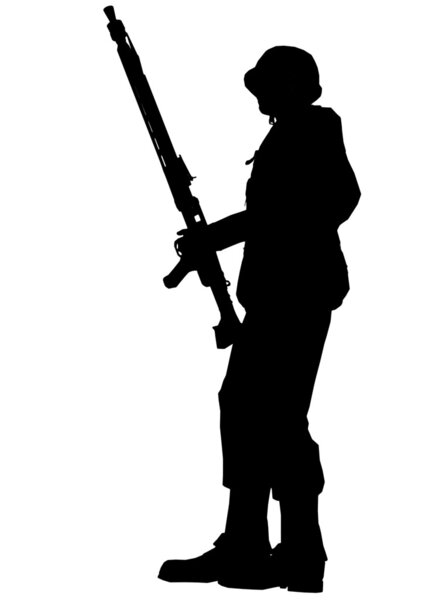 Силуэт солдата с винтовкой, выполненной в программном обеспечении 3D
