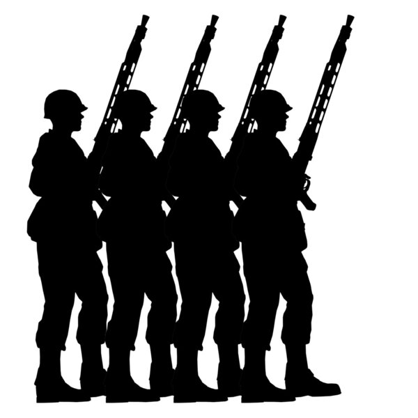 Soldier silhouette with rifle made in 3d software