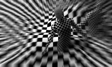 siyah beyaz kareli uç adam