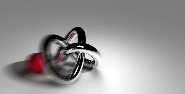 Torus knot with red ball made in 3d software — Stock Photo, Image