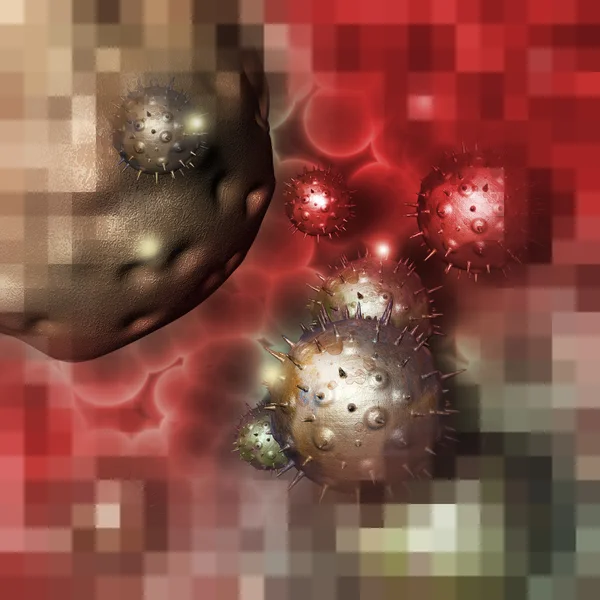 Células cancerosas pixeladas —  Fotos de Stock
