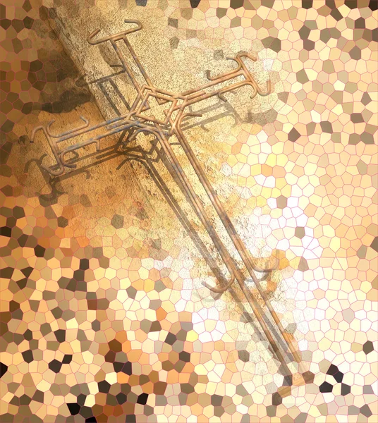 Kříž, vyrobený z drátu — Stock fotografie