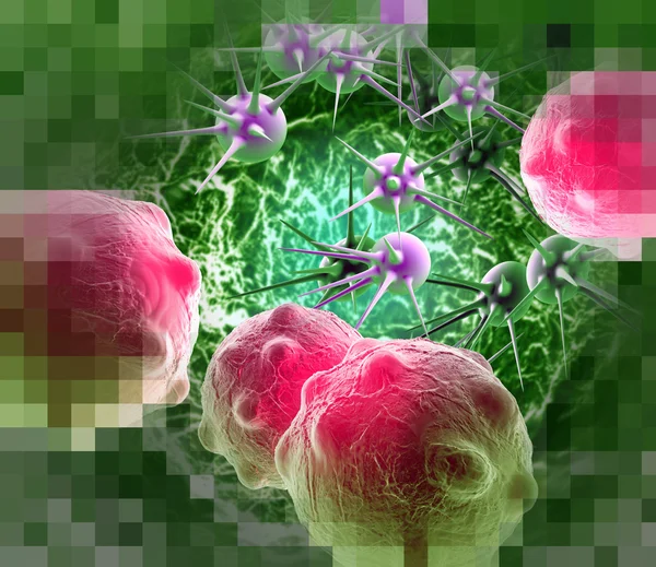 Cancer cell pixelated — Stock Photo, Image