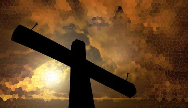 Schwarzes Kreuz gegen den Himmel — Stockfoto
