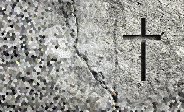 Παλιό τείχος με σταυρό — Φωτογραφία Αρχείου