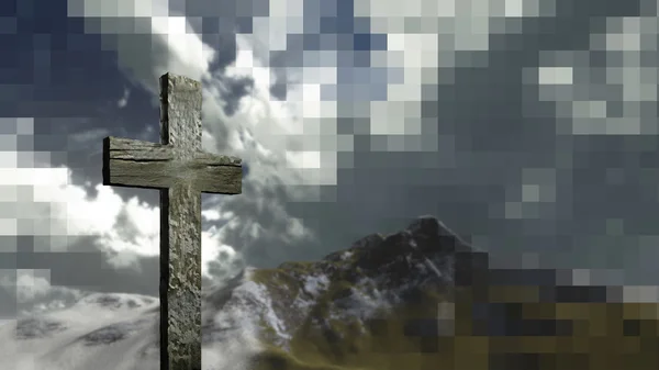 Kreuz auf einem Hügel — Stockfoto