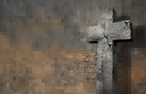 Old Wall With Cross — Stock Photo, Image