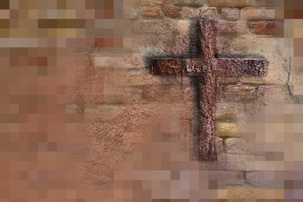 Old Wall With Cross — Stock Photo, Image