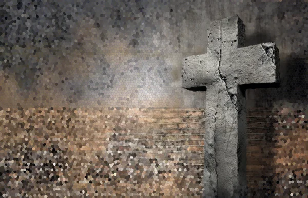 Old Wall With Cross — Stock Photo, Image