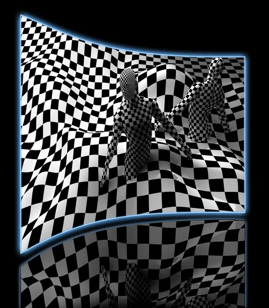 Black end White checkered man — Stock Photo, Image