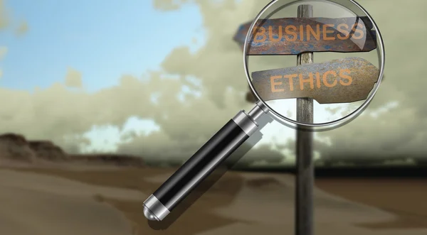 Znak kierunek do etyki biznesu — Zdjęcie stockowe