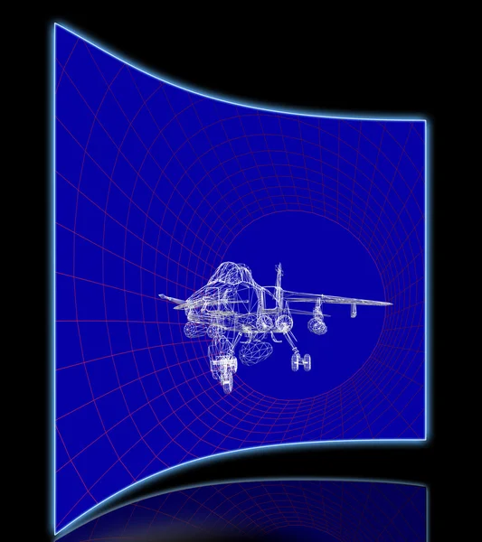 風洞内の航空機モデル — ストック写真