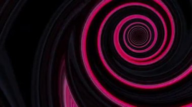 Hipnotik mor ve pembe spiral çizgiler siyah arka planda sonsuz dairesel bir tünel oluşturuyor.