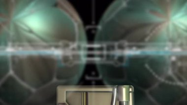 Animasyon döndüren soyut geleceksel mekanik aygıt