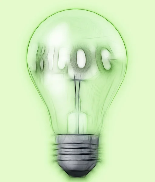 Light bulb with text blog made in 3d software — Stock Photo, Image