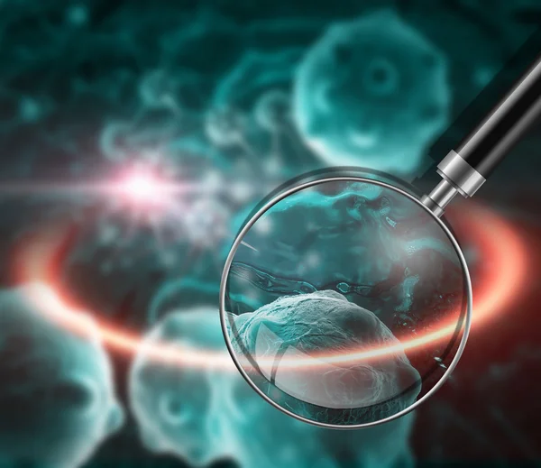 3D рендеринг раковых клеток в организме человека — стоковое фото