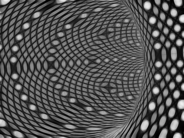 Tunnel ipnotico in bianco e nero realizzato in software 3d — Foto Stock